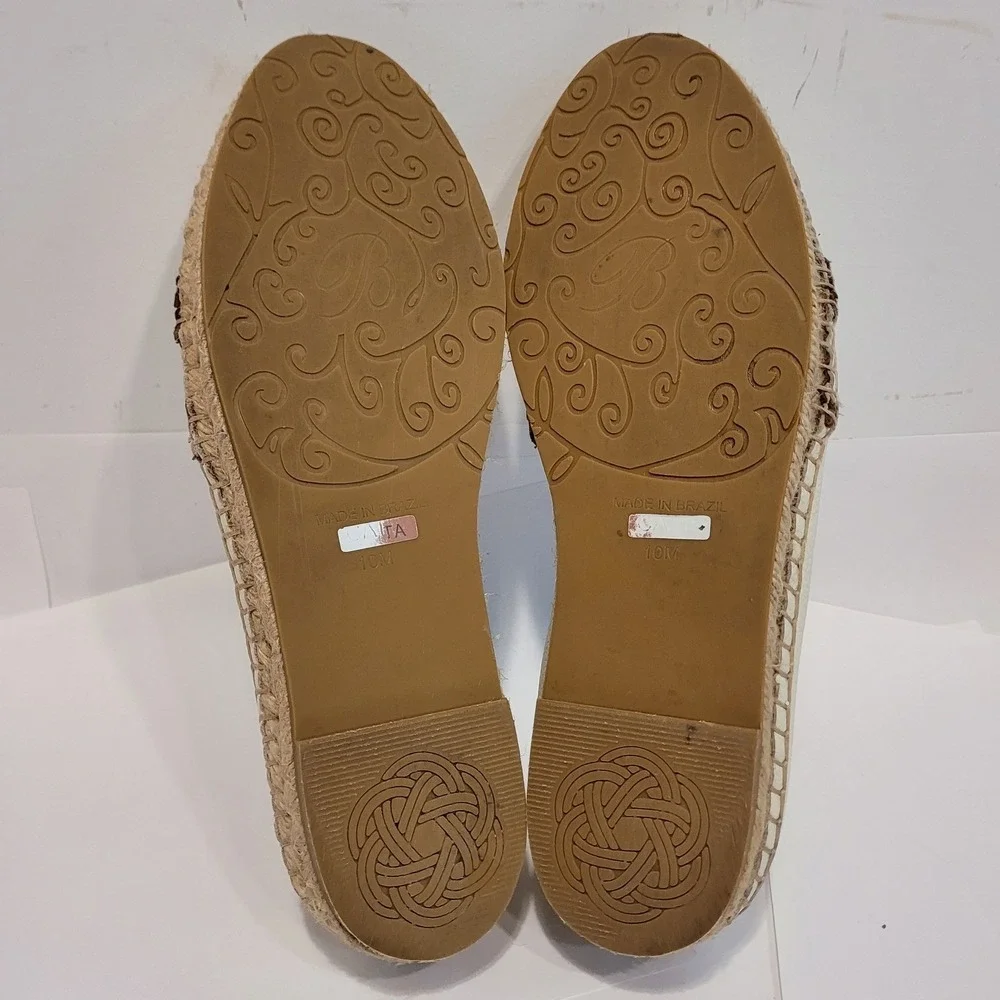 Brighton Cream‎ Leather Espadrille Flats Brown Braided Knot Detail Size 10M